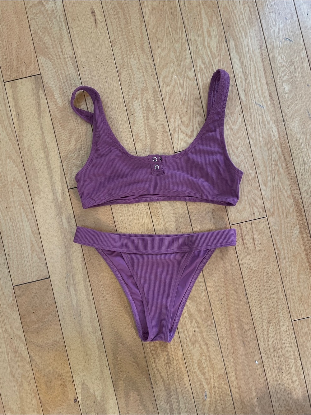 Ribbed Mauve Bikini Set - Two Piece Swim